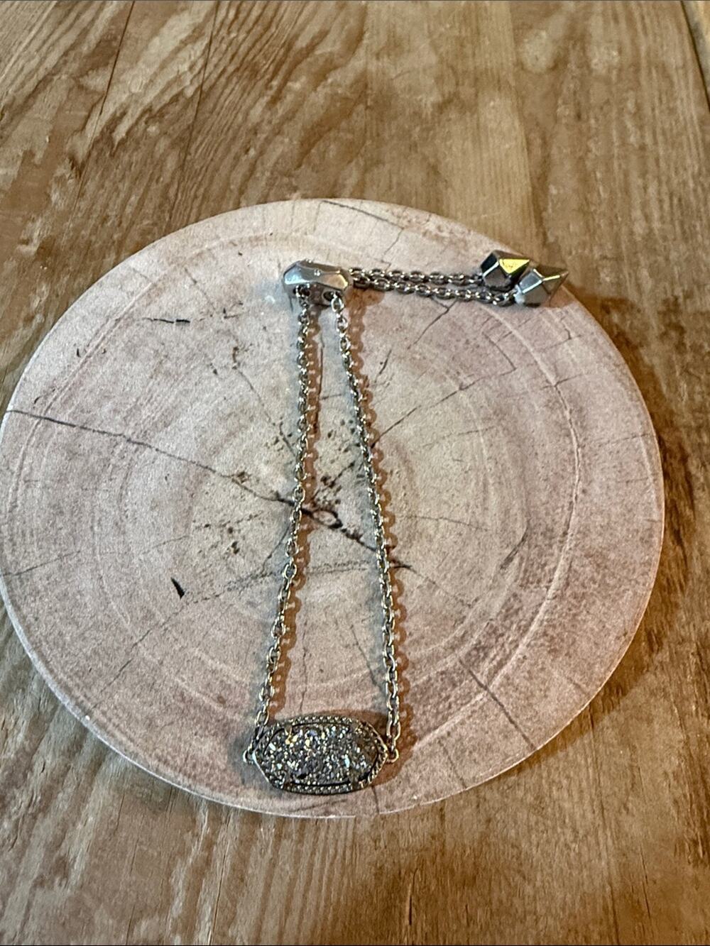 Kendra Scott Silver Sparkle Druzy Bar Bracelet